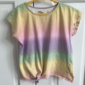 Girls Tie Front Tie-Dye/Ombré Tee